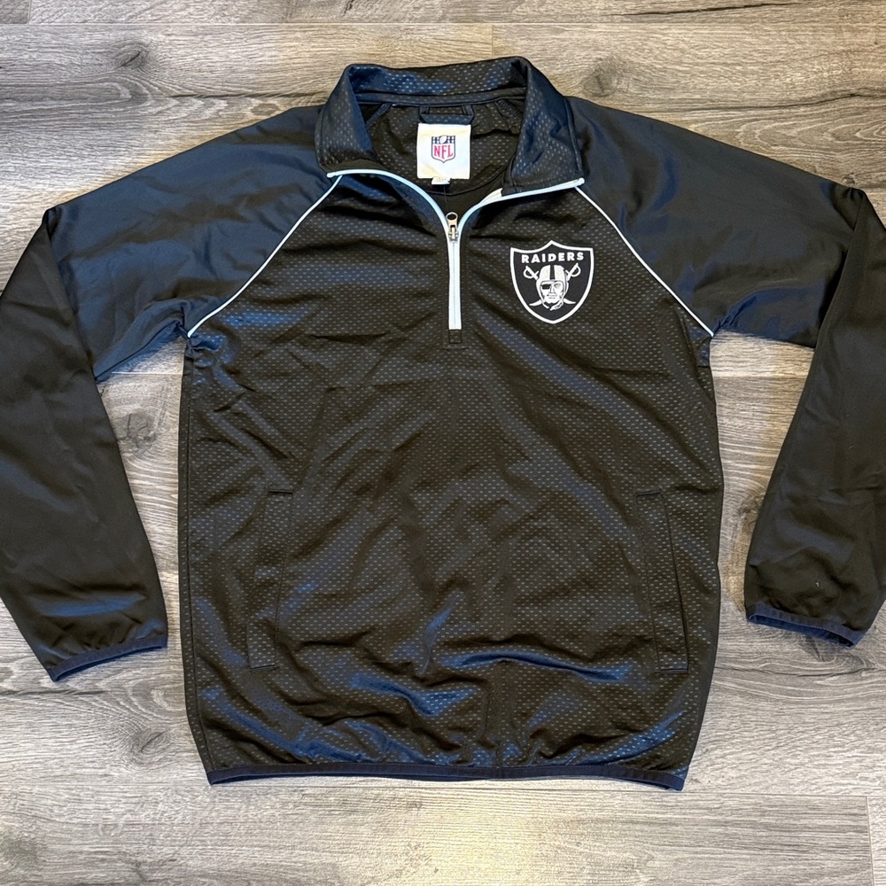 NFL Football Team Apparel Las Vegas Raiders Black Quater Zip Jacket size small